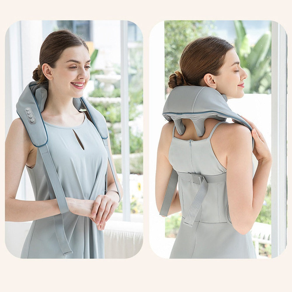 Masajeador de hombros y cuello 6D, que simula un masaje manual, puede masajear los hombros, el cuello y los músculos del trapezo, como una persona real que masajea para el hogar, la oficina, los viajes, el coche. Un gran regalo, masaje de cuerpo completo