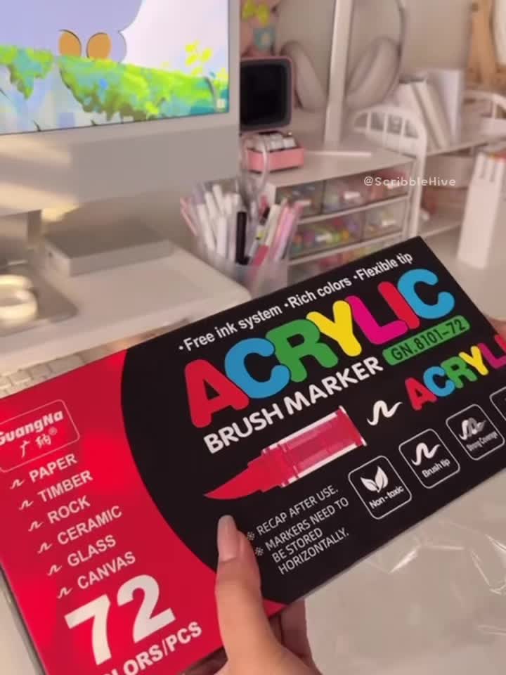 Rotuladores | Rotuladores de pintura acrílica de 72 colores, nuevos de 2026, bolígrafos de pintura con punta de pincel suave y rotuladores de