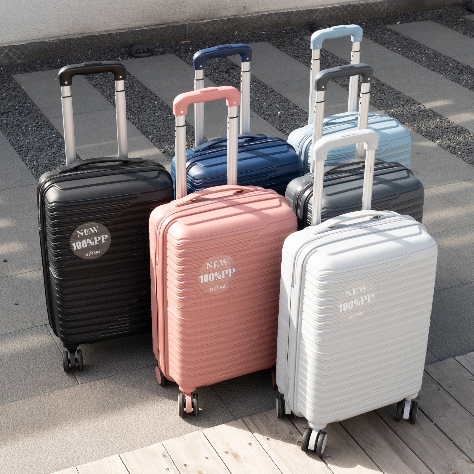 Maleta de Cabina PP de 18 Pulgadas con TSA, Ruedas Giratorias 360° y Mango Elástico - Resistente a la Presión para Viajes, 6 Colores (///) - Apto para Avión