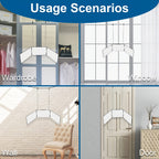 Espejo de tocador plegable de 3 secciones, vista ajustable de 360 grados, ganchos telescópicos, vidrio templado de 30X19 cm, marco de ABS, portátil y plegable para corte de pelo, peinado, afeitado