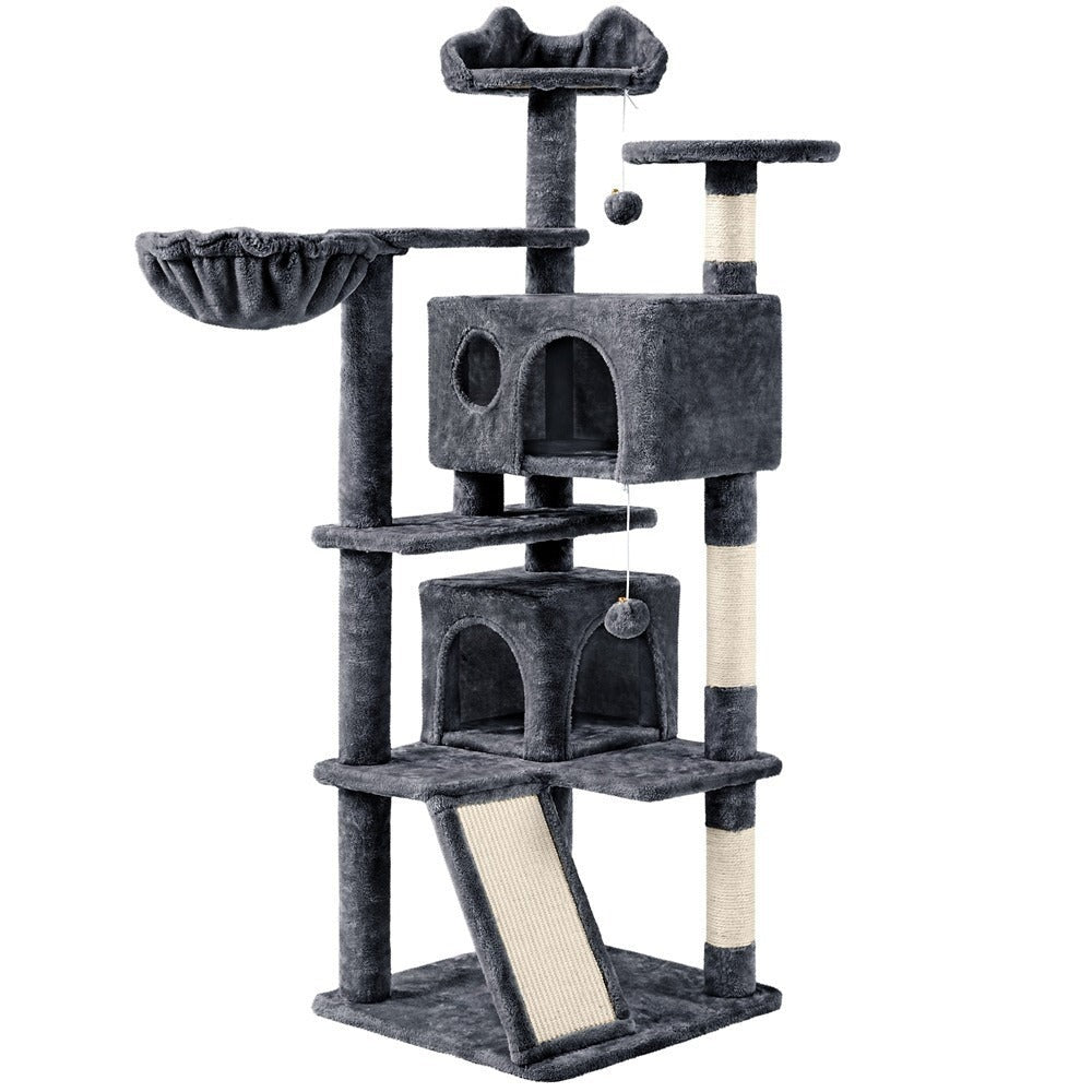 Rascador para gatos Costoffs, de 145 cm de altura, robusto árbol trepador con postes de sisal para rascar, 2 cuevas para gatos y sisal de juego para gatos