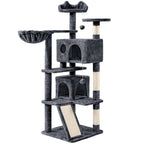Rascador para gatos Costoffs, de 145 cm de altura, robusto árbol trepador con postes de sisal para rascar, 2 cuevas para gatos y sisal de juego para gatos