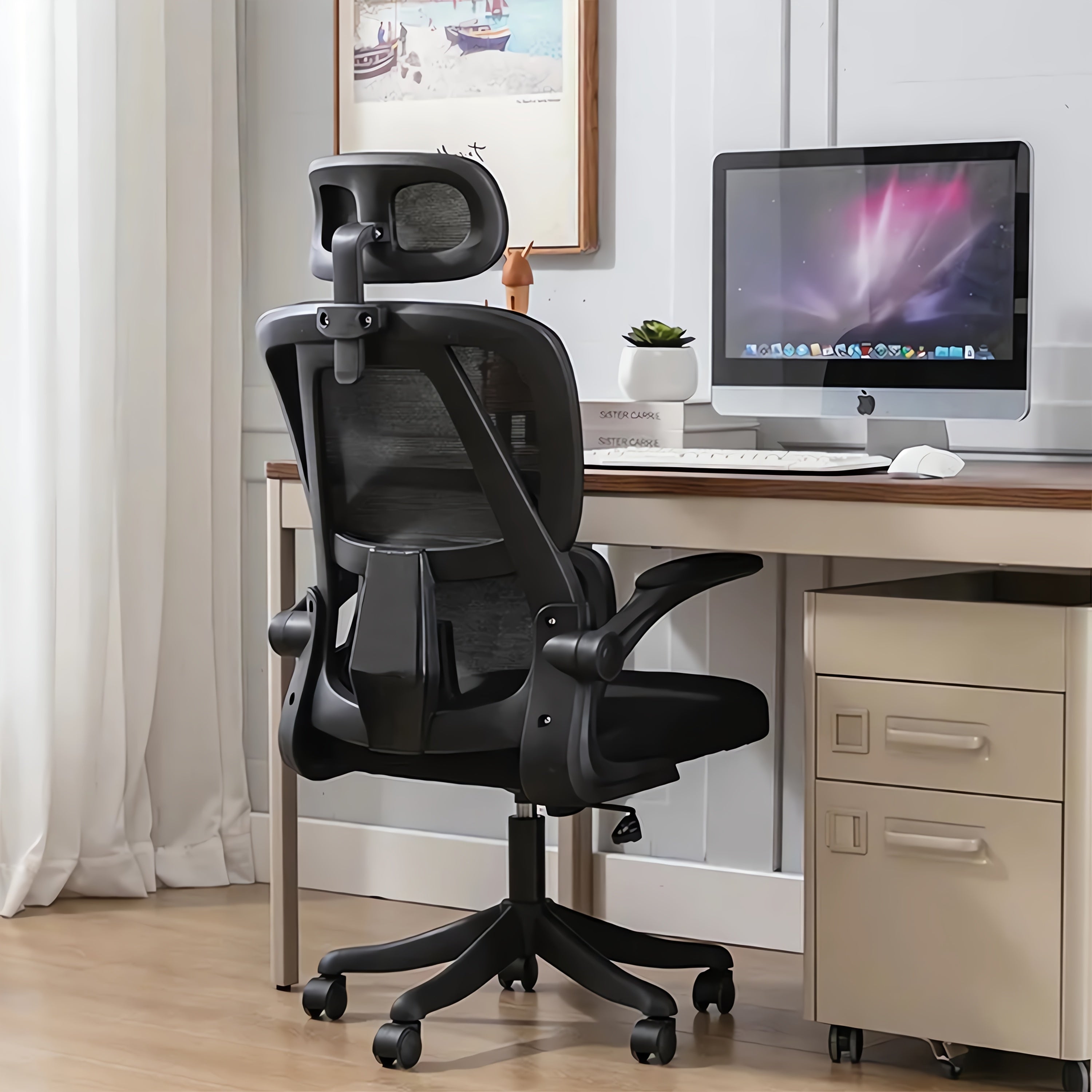 Silla de oficina | Adecuado para Escritorios y Sillas Portátiles de Oficina en Casa con Reposabrazos, Sillas de Soporte Lumbar, Sillas de Oficina