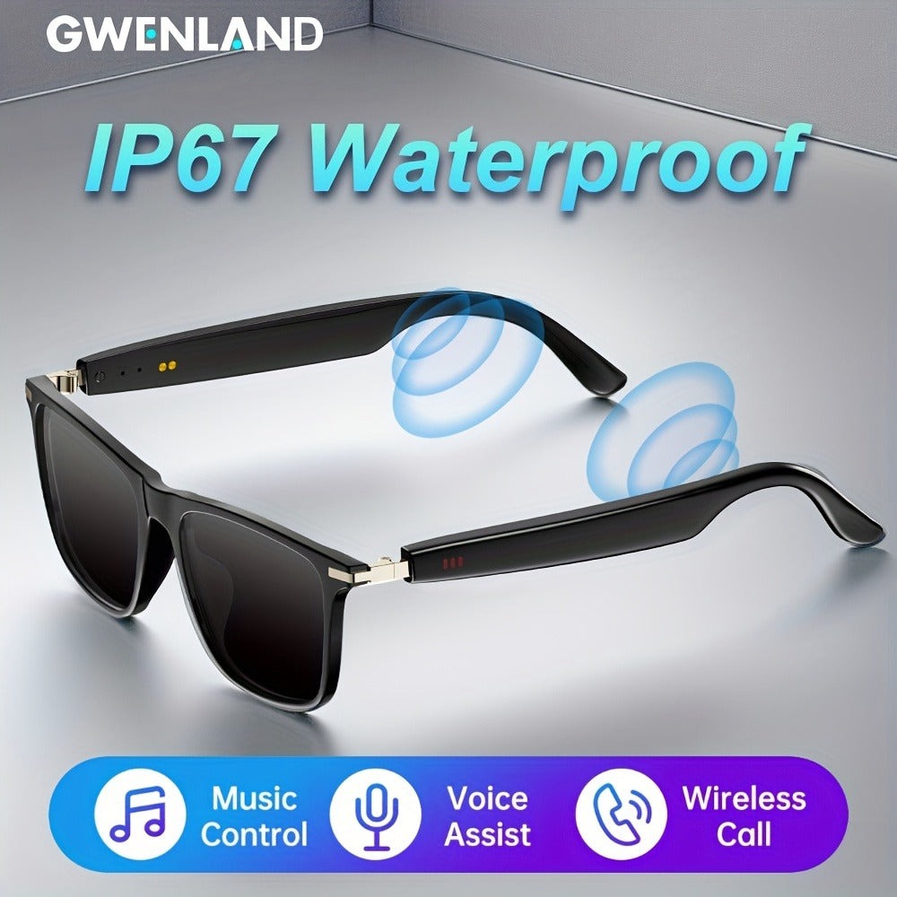 Gafas de audio inteligentes multifuncionales con tecnología de onda sonora incorporada, altavoz lineal, compatibles con llamadas inalámbricas, contestar llamadas, rechazar llamadas, escuchar música con gafas, control de fotos, batería grande de 85mAh*2, b