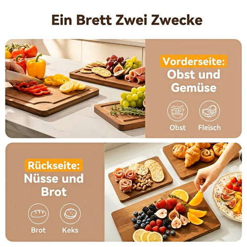 3 piezas de tabla de cortar de bambú, tabla de cortar multifuncional gruesa para carne, verduras, frutas, ideal para Navidad, Halloween, Acción de Gracias, Día de San Valentín, Día de la Madre, cocina, utensilios de cocina de campo, material de bambú, tab