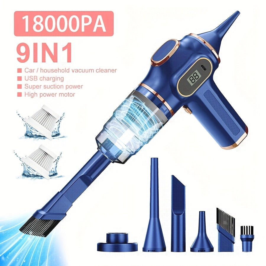 Aspiradora Multifuncional, Soplador y Aspiradora 2 en 1, Aspiradora Inalámbrica de Mano de Alta Succión de 18000PA, Pantalla Digital Inteligente y Operación Silenciosa de 70Db, Máquina de Limpieza Portátil Potente
