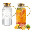 Bandesun 1/2 piezas Jarra de Vidrio con Tapa, 68Oz/2 Litros Jarra de Agua Vintage, Jarra de Agua de Vidrio para Infusión Fría, Café, Limonada, Té Helado, Bebida, Jarra de Vidrio Resistente al Calor, Jarra para Servir Bebidas, Dispensador de Bebidas, Diseñ