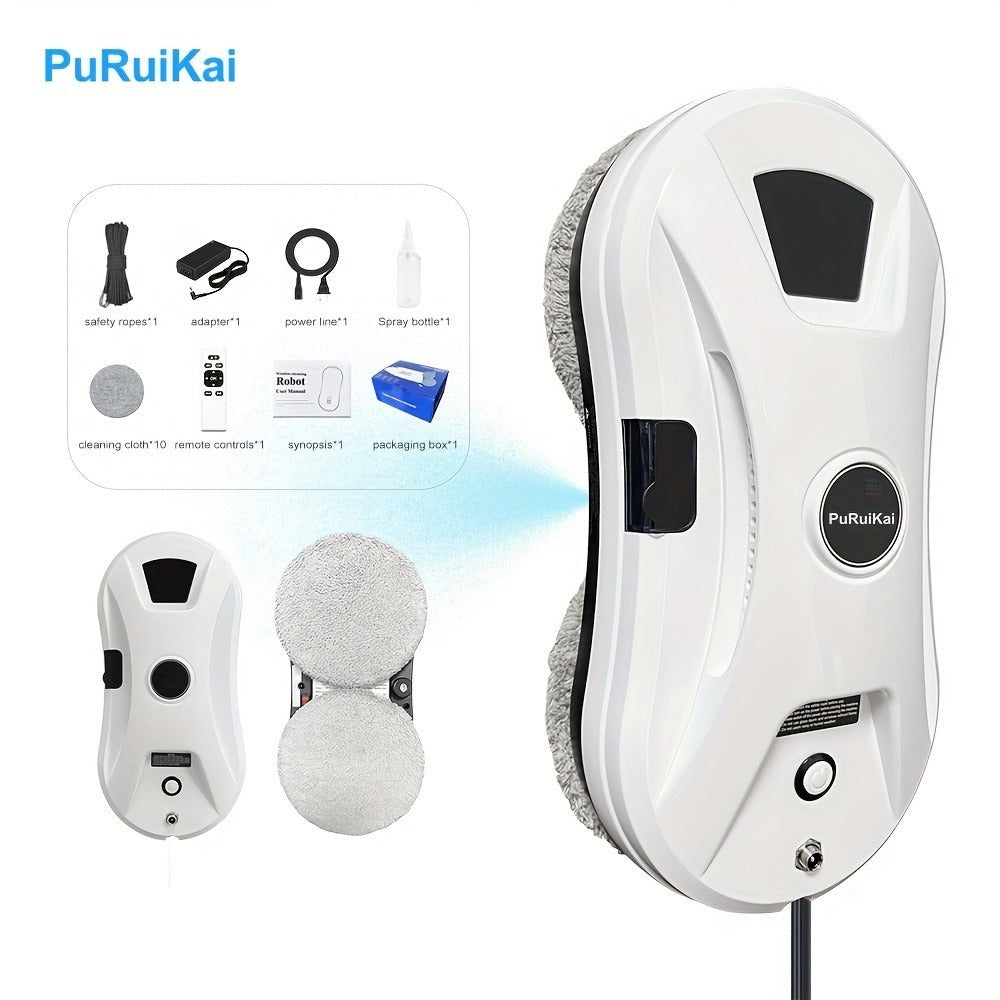 PuRuiKai 11 Almacén Local Robot Limpiador de Ventanas Inteligente, Robot Automático de Limpieza de Vidrios con Control Remoto y Rociado de Agua, Ideal para Hogar, Oficina, Edificios Altos, Regalo de Halloween y Navidad