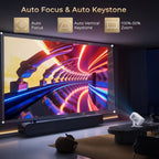Proyector inteligente portátil compatible con 4K con Wifi6 y BT5.4, nativo 1080P, 690ANSI, Android 11, enfoque automático y corrección automática de trapezoidal, proyector de cine en casa para películas, juegos, uso educativo, presentación multimedia, Pro