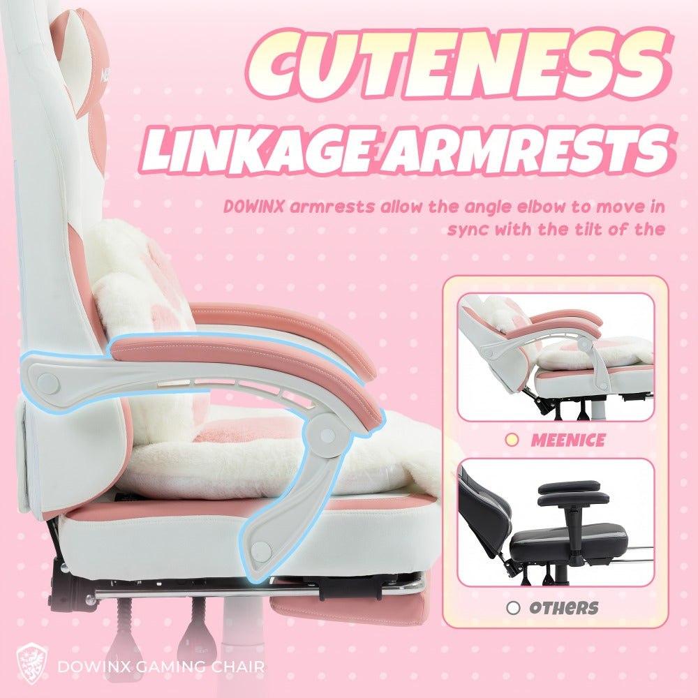 Silla de Oficina Rosa Adorable, Forma de Orejas de Gato con Respaldo de Patas de Gato - Silla Ergonómica Reclinable para Computadora, con Reposapiés Ajustable, Capacidad de Carga de 136.08 KG, Asiento Estético Exclusivo para Adultos, Máxima Comodidad