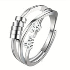Anillo de ansiedad para mujer, anillo giratorio de acero inoxidable, anillo de meditación ajustable