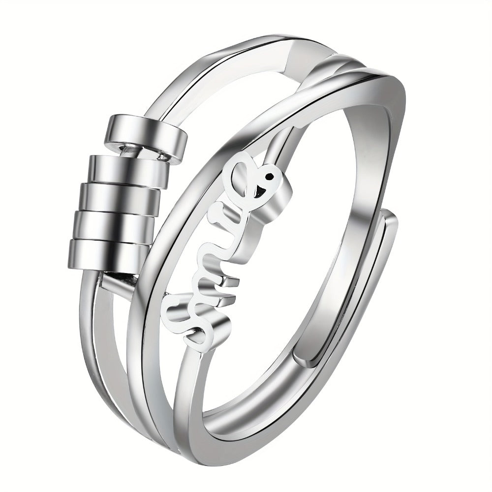Anillo de ansiedad para mujer, anillo giratorio de acero inoxidable, anillo de meditación ajustable
