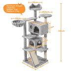 Rascador para gatos Costoffs, de 145 cm de altura, robusto árbol trepador con postes de sisal para rascar, 2 cuevas para gatos y sisal de juego para gatos