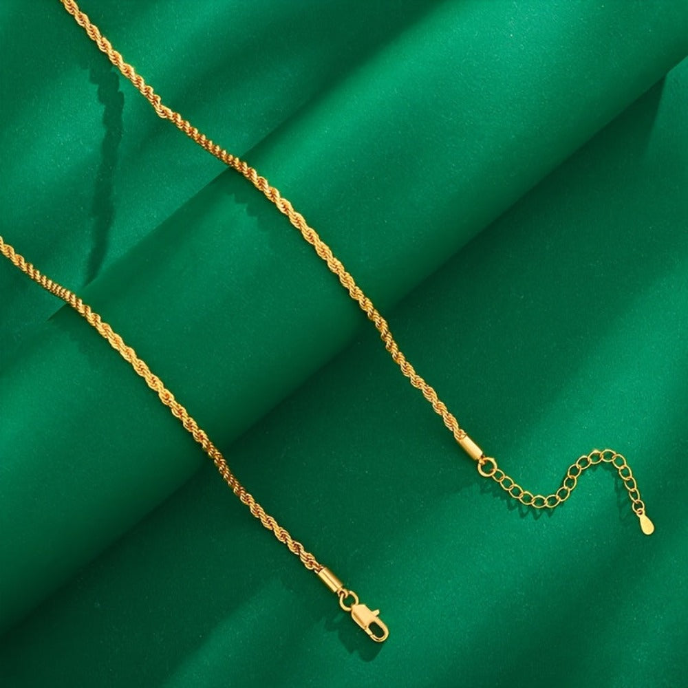 Collar de plata 925 para mujer, collar estilo cadena, collar de cadena retorcida, regalo de San Valentín, moda y fácil, regalo de luna de miel para el Día de Acción de Gracias para ella, viene con una caja de regalo de boutique