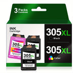 Cartucho de tinta remanufacturado de alto rendimiento 305XL para HP 305 305XL compatible con HP DeskJet 2700 2710 2720 2722 DeskJet Plus 4100 4120 4130 Envy 6000 6010 6020 6032 Envy Pro 6400 6420 - Negro y Tricolor