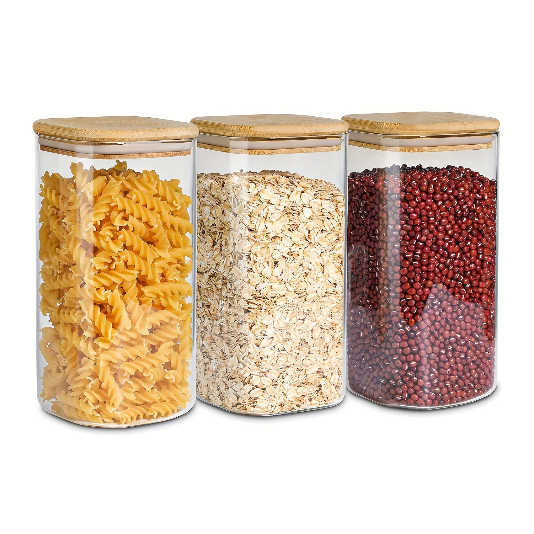 Almacén local, juego de 3/6 tarros de cristal para almacenar alimentos, recipientes de cristal transparente con tapa, botes para almacenar alimentos, tarros para especias, botes para té floreciente, café y azúcar, tarros herméticos de cocina de 24oz/51oz/