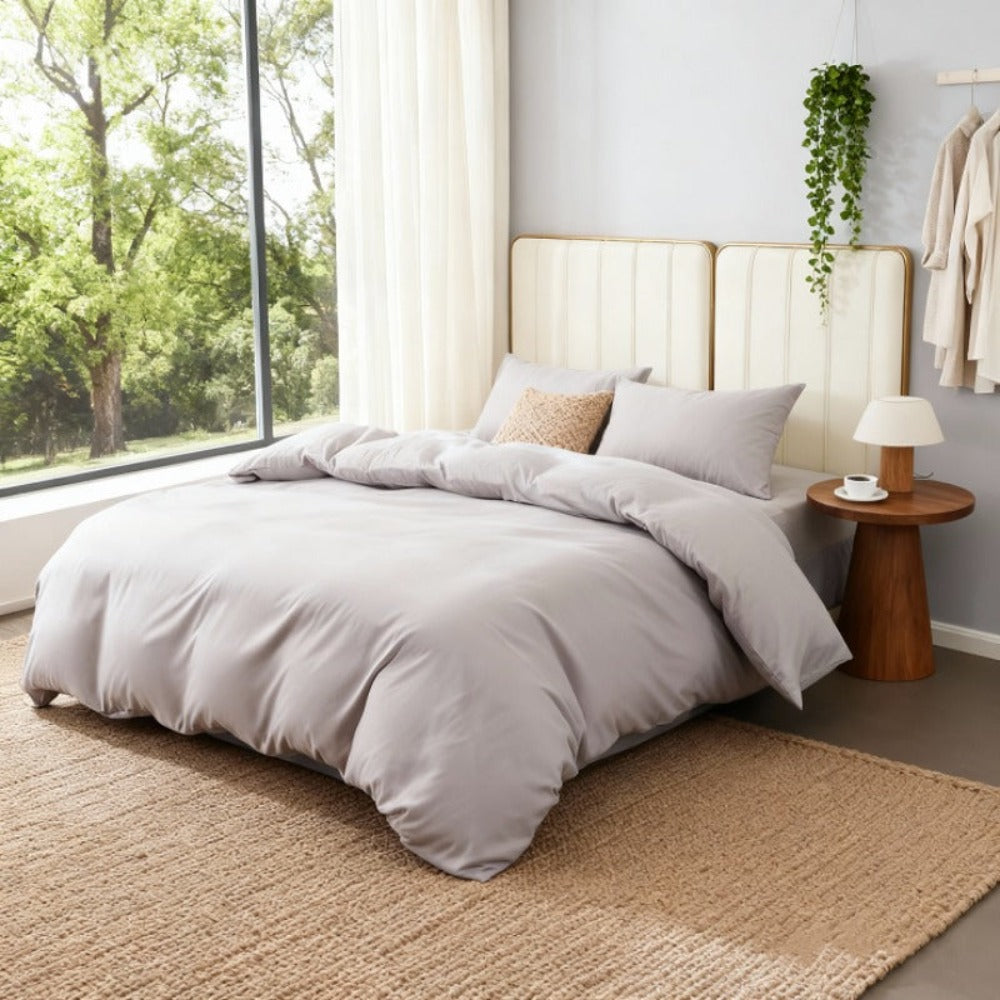 Juego de funda nórdica para cama 90-180 | Poliéster microfibra Incluye 1 funda de edredón y 1 funda de almohada (50×75 cm). Diseño liso, elegante y versátil. La funda de edredón puede utilizarse como colcha o sábana