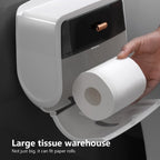 Caja de Papel Higiénico para Baño, Portarrollos de Doble Capa, Contenedor de Papel Montado en la Pared, Estante para Papel Higiénico, Accesorio para Baño