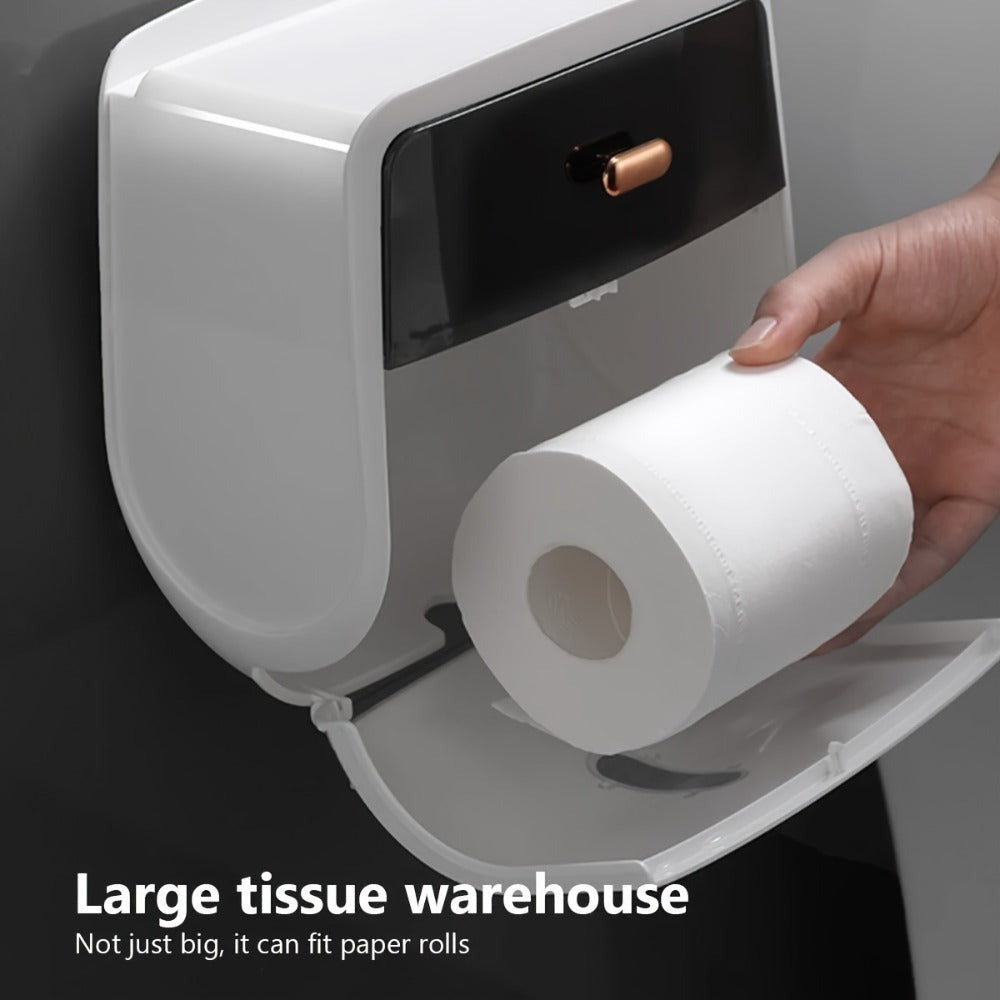 Caja de Papel Higiénico para Baño, Portarrollos de Doble Capa, Contenedor de Papel Montado en la Pared, Estante para Papel Higiénico, Accesorio para Baño
