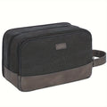 Neceser de Viaje de Lona con Asa Lateral para Hombre y Mujer, Organizador de Artículos de Aseo de Viaje, Bolsa de Afeitado con Bolsillo Separado para Artículos Secos y Húmedos para Viajes