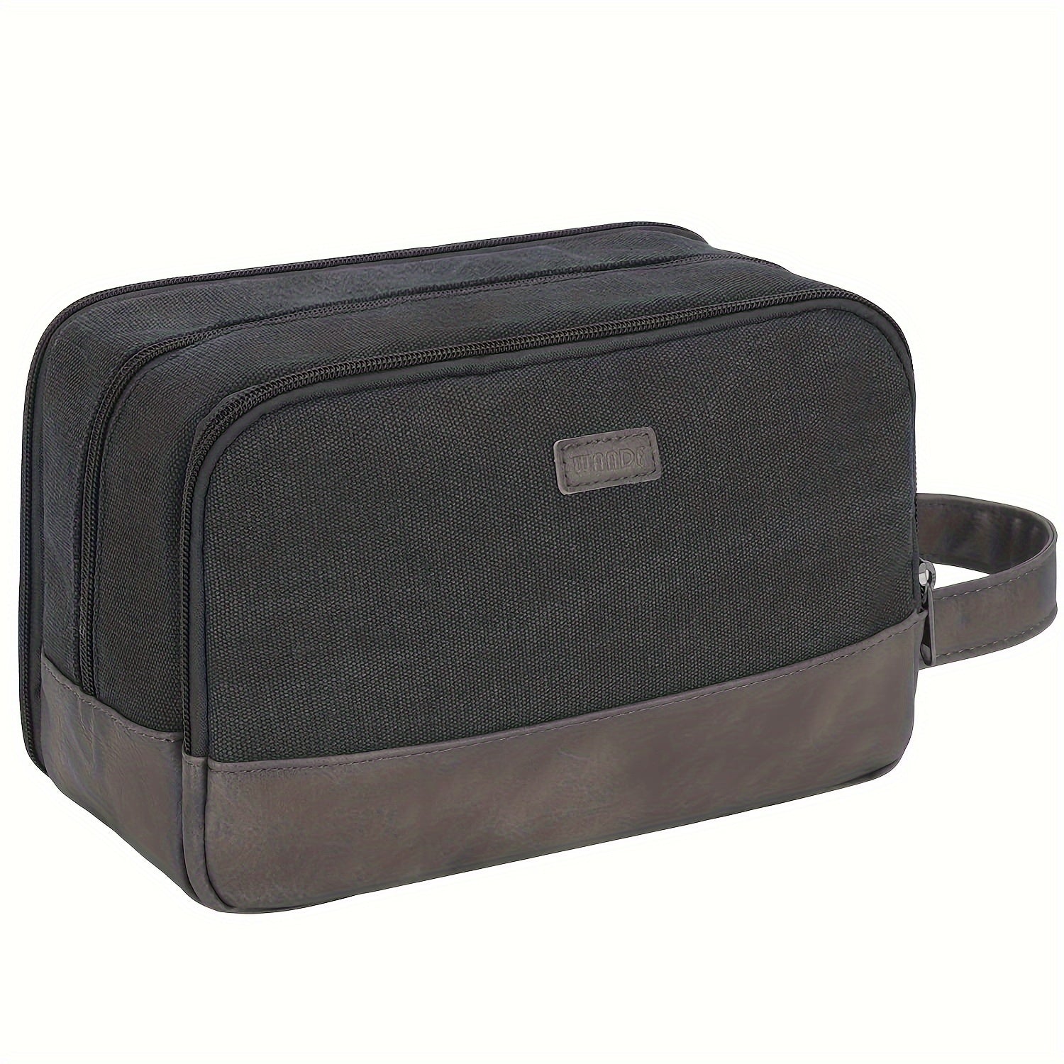 Neceser de Viaje de Lona con Asa Lateral para Hombre y Mujer, Organizador de Artículos de Aseo de Viaje, Bolsa de Afeitado con Bolsillo Separado para Artículos Secos y Húmedos para Viajes