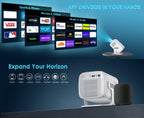 Proyector 4K con Soporte 1080P HD Local con Wifi6 y BT5.4, 650ANSI, Cine en Casa con Enfoque Automático y Keystone, para Uso en Interiores, Proyector Inteligente Compatible con Teléfono/Dispositivo TV/PC/PS5