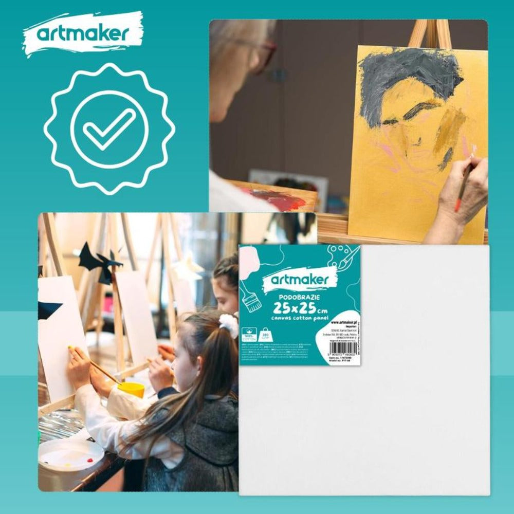 Lienzo para Pintar 6X Boceto 25X25 CM Panel para Pintura 100% Encalado 280 GSM Juego de 6 piezas para Acrílico Óleo Acuarela Guache para Artistas y Amateurs Superficie de Pintura Profesional Artmaker Superficie Lisa Lienzo Blanco Listo para Usar Construcc
