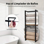 Toallero de pared, perchero de toallas para baño - Diseño prémium 2 en 1, enorme capacidad para 56 toallas, construcción de metal y madera, toalleros de pared para suites de SPA de lujo, baños principales, percheros de toallas