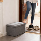Reposapiés otomano de almacenamiento, taburete plegable para pies, caja de almacenamiento, taburete para el hogar, taburete para pies, banco, caja grande para guardar ropa de lino