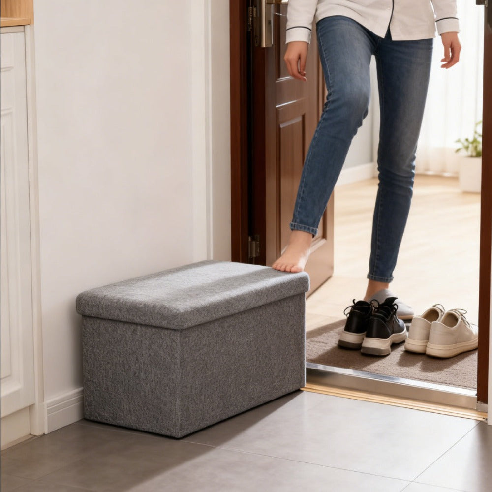 Reposapiés otomano de almacenamiento, taburete plegable para pies, caja de almacenamiento, taburete para el hogar, taburete para pies, banco, caja grande para guardar ropa de lino