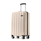 3 piezas de conjunto de maleta de cabina Beige ABS carcasa dura Carry On Trolley Case equipaje de mano ligero con 4 ruedas y cerradura de combinación