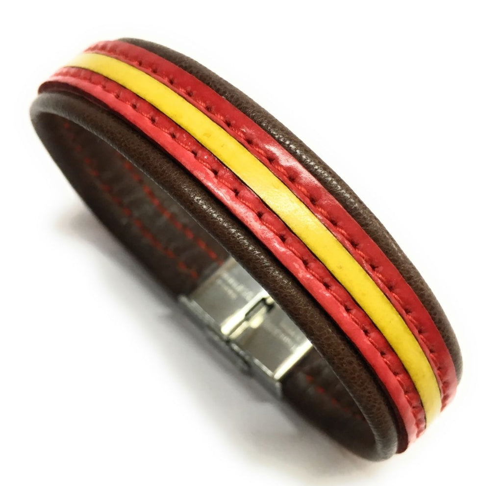 Pulsera De Cuero Bandera De España (Fabricada Artesanalmente) | Complementos de Moda Unisex para Hombres y Mujeres de Estilo Atemporal y Elegante | Regalos Originales y Exclusivos