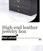 Joyero de tres capas de terciopelo y piel sintética, compacto y portátil para guardar aretes, anillos, collares y otros suministros para hacer joyas