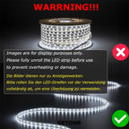 Tiras de luces LED súper brillantes AC 220V 230V | Cinta adhesiva de 120 LED/m, Cinta LED para lámpara exterior, Blanco o Blanco Cálido para cocina, jardín, decoración de habitaciones del hogar, Iluminación interior con enchufe de alimentación europeo | M