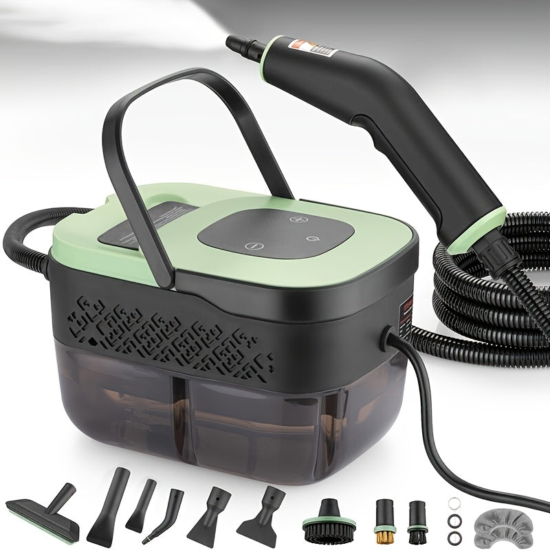Limpiador de vapor de mano para el hogar, incluye múltiples cabezales de cepillo y 10 tipos de accesorios, depósito de agua de 1600 ml, el precalentamiento solo tarda 15 s, apto para el hogar, coche, cocina, baño, azulejos