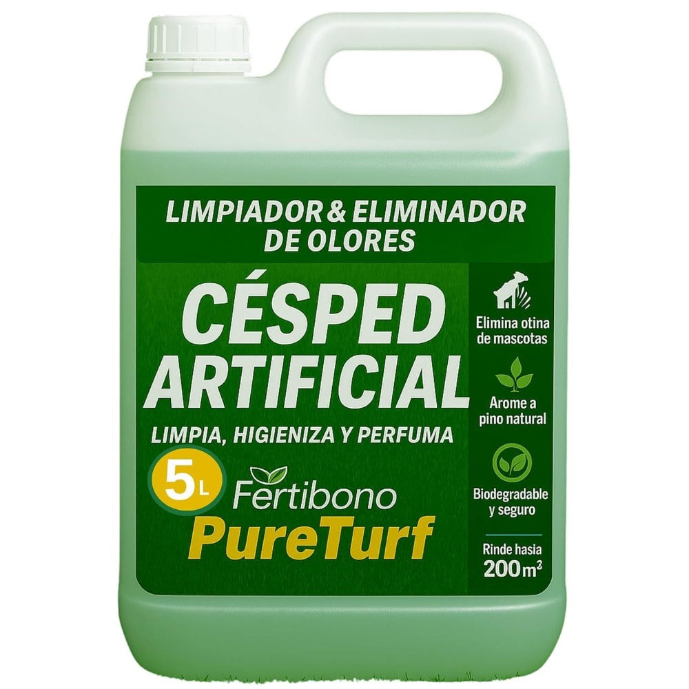 Limpiador Césped Artificial PureTurf 5L – Higienizador Aroma Pino para Exterior e Interior | Neutraliza Olores de Mascotas y Mantiene Tu Jardín Siempre Fresco