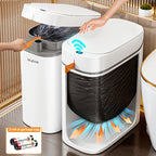 Cubo de basura de 14 litros/13.25 L con sensor sin contacto y tapa - Papelera de residuos activada por movimiento sin manos, funcionamiento higiénico adecuado para baño, dormitorio, oficina, hogar, cubo de plástico rectangular compacto para espacios peque