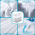 Protector De Colchón, Funda De Colchón Grande De Varios Tamaños, Impermeable, Transpirable, Suave, Impresa, Lavable A Máquina, Blanco