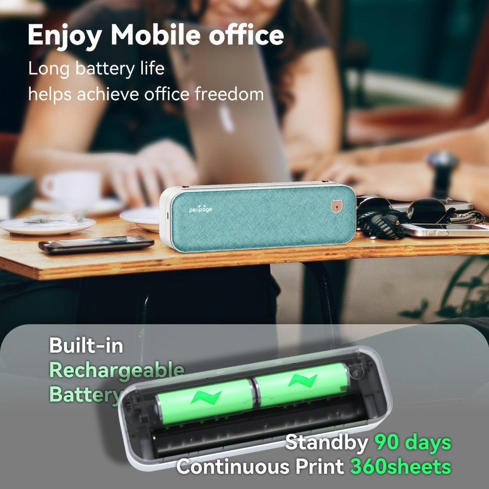 Impresora Térmica Portátil PeriPage para Viajes, Inalámbrica, Compatible con Papel Térmico de 8.5x11 (Carta US y A4), Papel para Tatuajes, Compatible con Teléfonos Android, IOS y Laptops