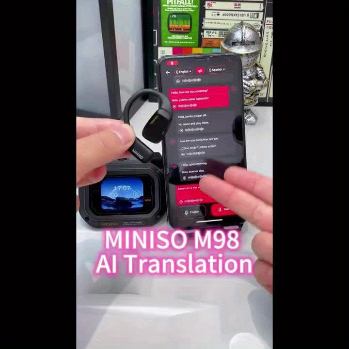 Auriculares Bluetooth | MINISO M98 Auriculares Inalámbricos con Traducción AI - Diseño Abierto, Soporta 135 Idiomas en Tiempo Real, Pantalla HD a