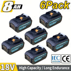 Paquete de 1/2/4/6/8 Batería BL1850B de 8.0Ah + Cargador DC18RC de 3A para baterías Makita de 18V 14.4V-18V BL1850 BL1830 BL1860 BL1840 y cargador DC18RD DC18RC DC18SF DC18RCT DC18RF, solo cargador o solo batería