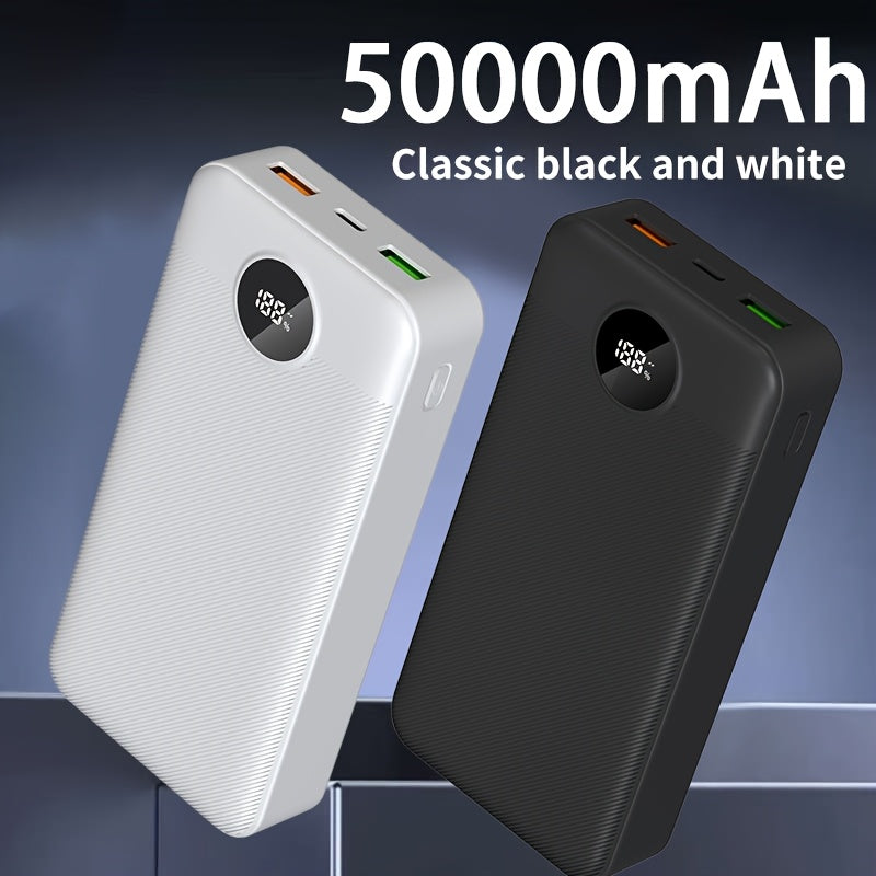 Baterías externas | Banco de energía portátil con gran capacidad de 50000mAh, pantalla LED para nivelación del batería, textura mate, carga