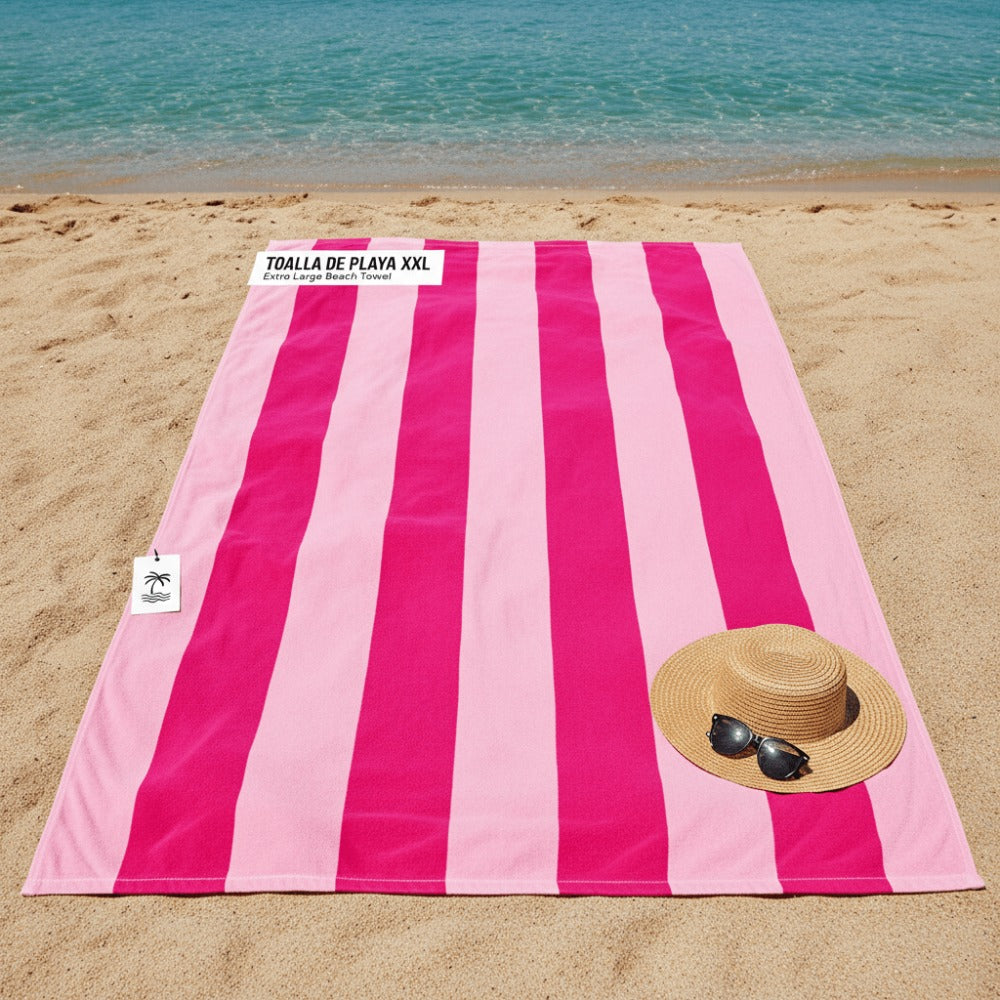 Toalla de playa grande de algodón 97% ALGODÓN 3% POLIÉSTER – XL 100x180cm Secado rápido, absorbente y ligera para piscina, playa y viajes. Diseños con estampado de rayas y tenis.