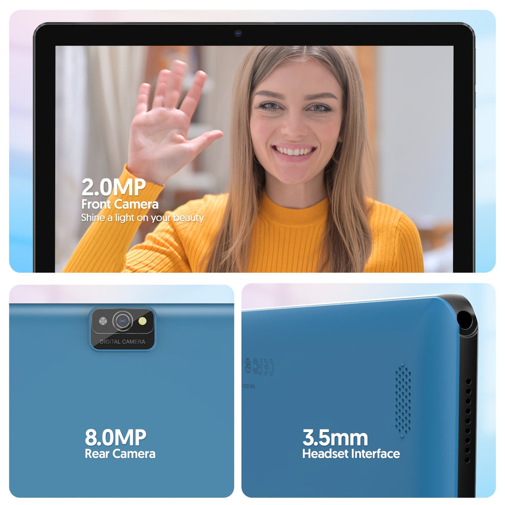Tabletas Android | Tablet de 10 pulgadas, Tablet Android, Tablet 2 en 1 con Teclado, Funda, Lápiz Óptico, 64GB ROM, 3GB RAM Expansión de 1TB