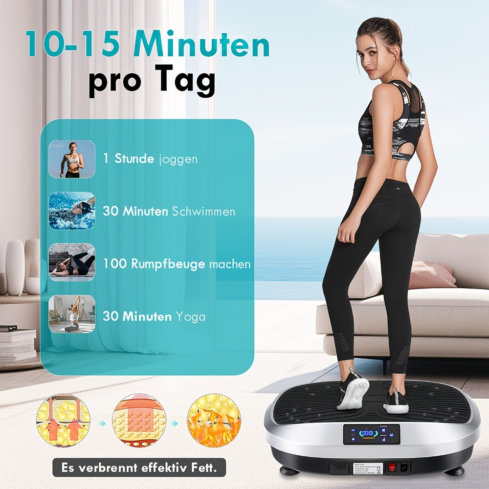 Placa de vibración inteligente con control remoto, 120 niveles de masaje electromagnético, motor silencioso, ejercicio para la pérdida de peso de todo el cuerpo, capacidad de carga máxima de 120 kg, adecuada para fitness en casa, sin batería