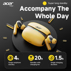 Auriculares Bluetooth | Acer Ohr Auriculares inalámbricos de 13.92 metros Anc Call con reducción de ruido, graves potentes, sonido estéreo