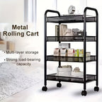Estante de Cocina Multifuncional de Metal de Tres/Cuatro Niveles con Ruedas, Estante de Almacenamiento de Alta Resistencia, Adecuado para Garaje y Cocina, Gran Capacidad, Fácil de Montar, Estante y Gabinete de Cocina, Estante Práctico, Ideal para Cocina y