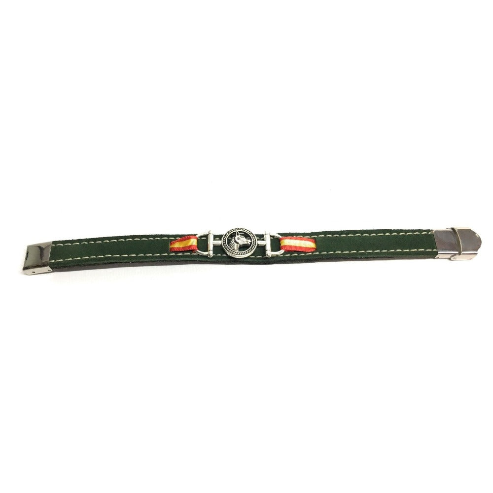 Pulsera De Cuero Figura Estribo y Figura Caballo | Bandera De España | Complementos de Moda Unisex