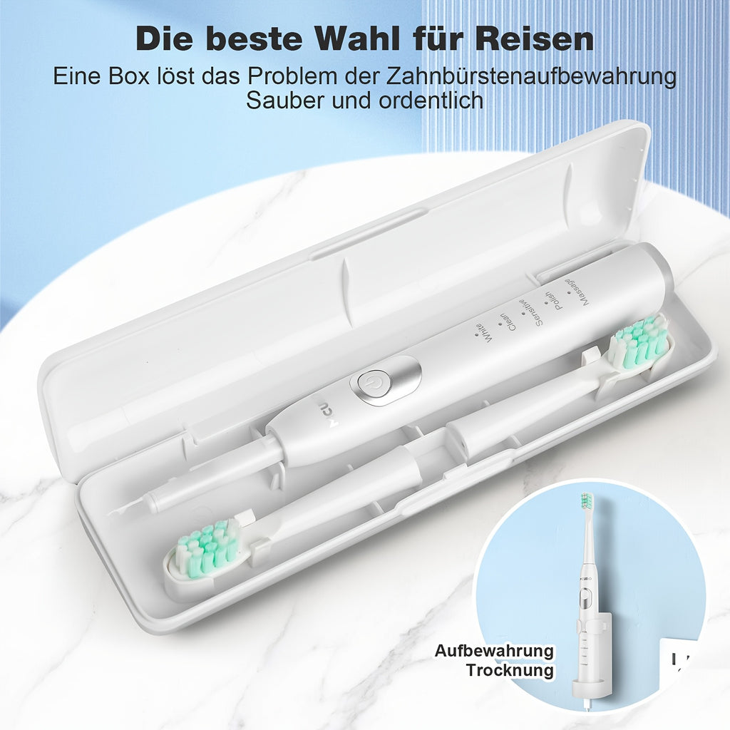 Cepillo de dientes sónico eléctrico para adultos con modos inteligentes y recargable por USB, tecnología de ondas de sonido apta para dientes y encías sensibles, cerdas suaves, 6 cabezales de cepillo, estuche de viaje y soporte de pared, apto para viajes,