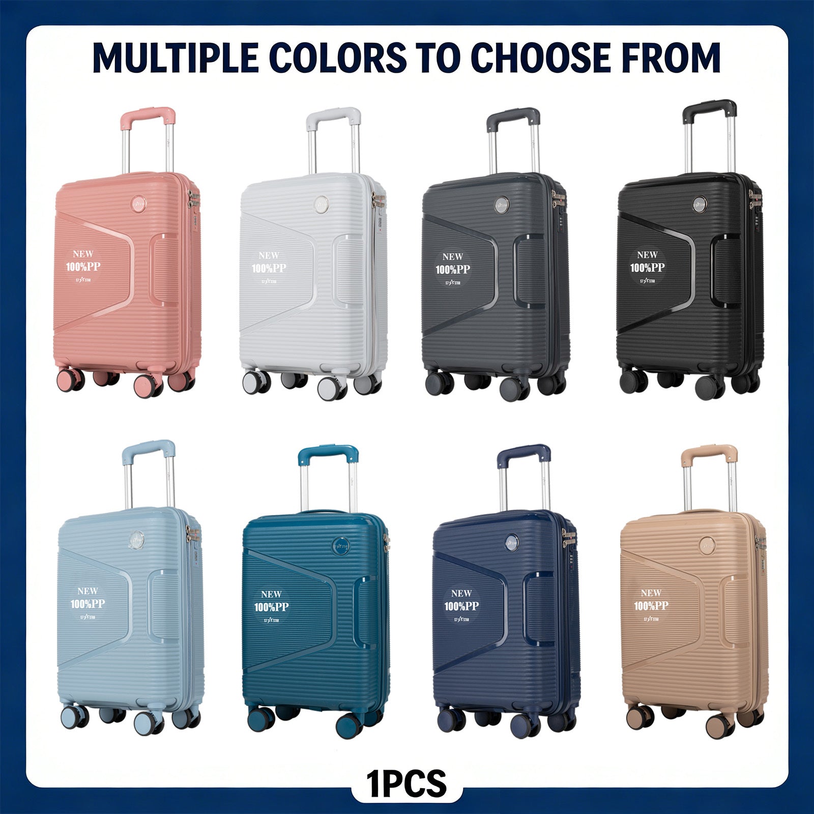 Equipaje | Maleta Rígida con Ruedas | 19 Pulgadas, Material PP | Diseño Retentor de Forma | Listo para el Embarkado | Múltiples Opciones de Color | Ideal para Uso Diario Estudiantil, Viajes Cortos y Escapadas de Fin de Semana, Aplicable en Múltiples Escen